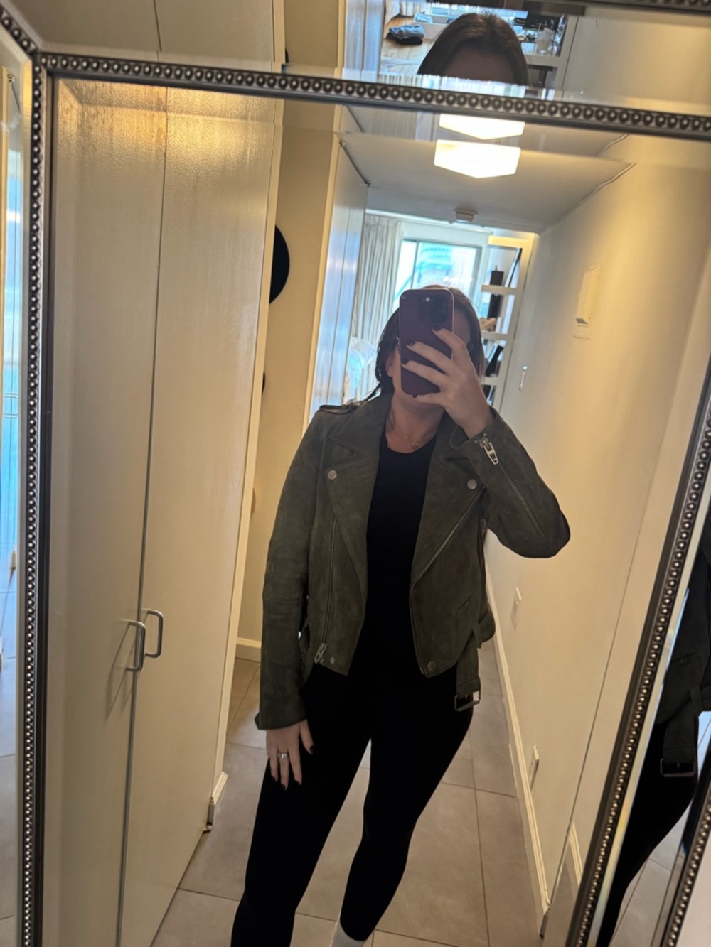 Blank NYC Olive Green Suede Bomber Jacket - Picture 4 of 7